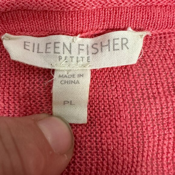 Eileen Fisher Petite Womens Coral Pink 100% Linen Lightweight Long Sleeve Top PL - Picture 4 of 6